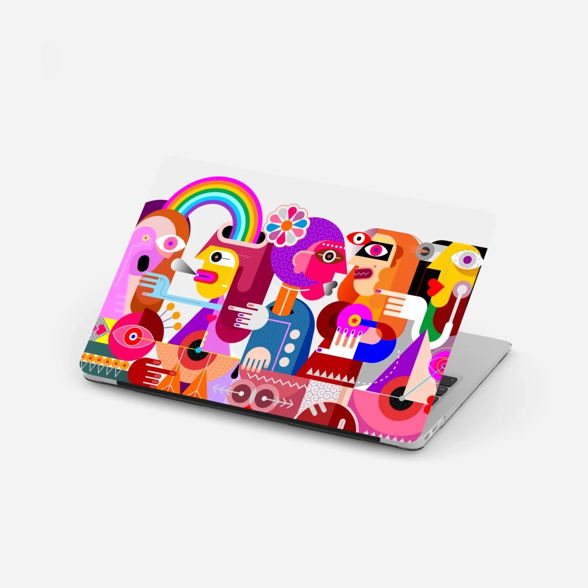 Adesivo per laptop viaggiatore arcobaleno su uccello geometrico • Wallissimo® Adesivo per laptop viaggiatore arcobaleno su uccello geometrico • Wallissimo®