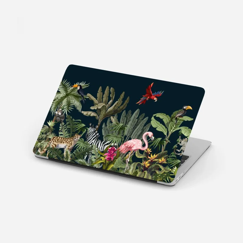 Adesivo per laptop paesaggio tropicale con fauna esotica