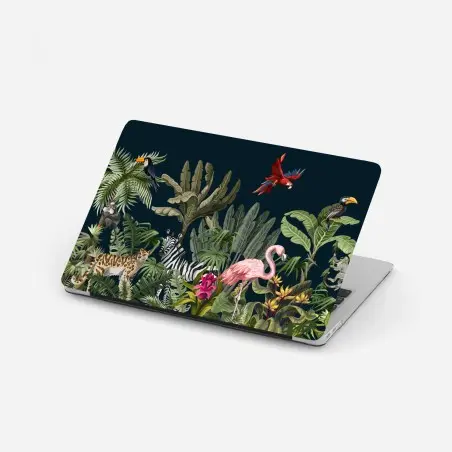 Adesivo per laptop paesaggio tropicale con fauna esotica • Wallissimo®