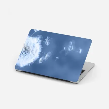 Adesivo per laptop soffione effimero su sfondo blu • Wallissimo®