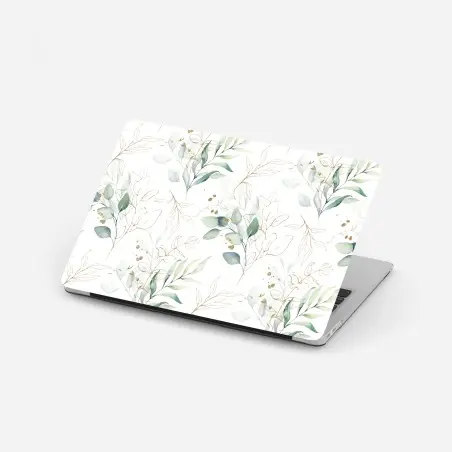 Adesivo per laptop motivo botanico acquerellato con accenti dorati • Wallissimo®