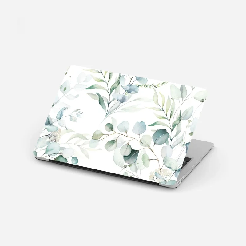 Adesivo per laptop motivo botanico di eucalipto acquerellato