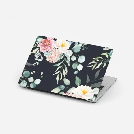 Adesivo per laptop bouquet acquerellato su sfondo scuro • Wallissimo®