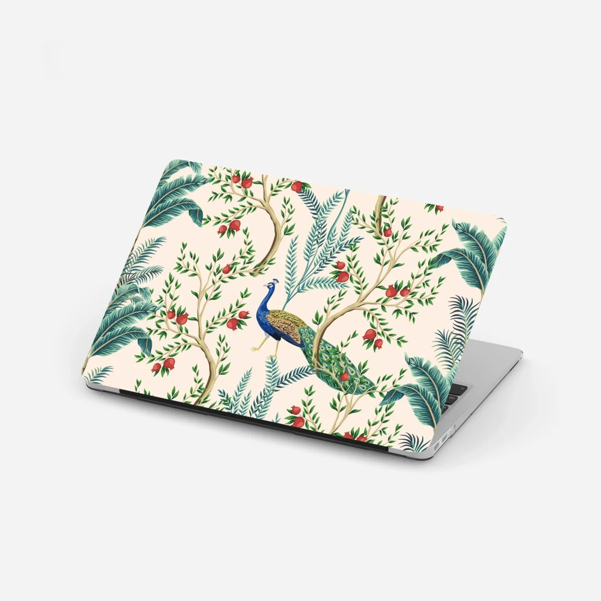Adesivo per laptop pavone e melograni su motivo botanico elegante • Wallissimo® Adesivo per laptop pavone e melograni su motivo botanico elegante • Wallissimo®