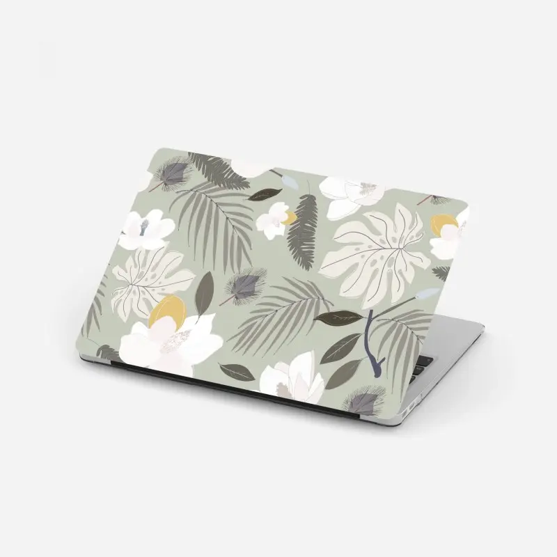 Adesivo per laptop motivo botanico elegante in tonalità salvia