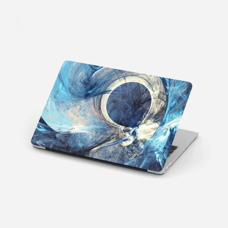 Adesivo per laptop vortice frattale blu - composizione astratta dinamica