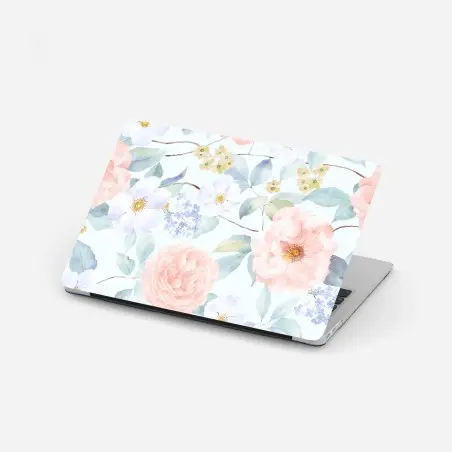 Adesivo per laptop fioritura pastello in acquerello • Wallissimo®