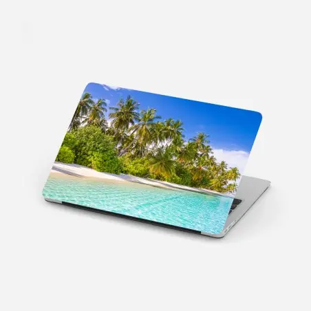 Adesivo per laptop spiaggia tropicale e acqua cristallina • Wallissimo®