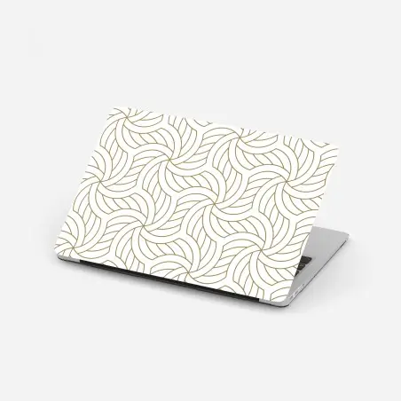 Adesivo per laptop motivo geometrico dorato su sfondo bianco • Wallissimo®