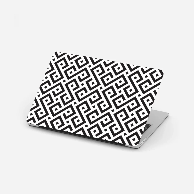 Adesivo per laptop motivo geometrico labirintico in bianco e nero