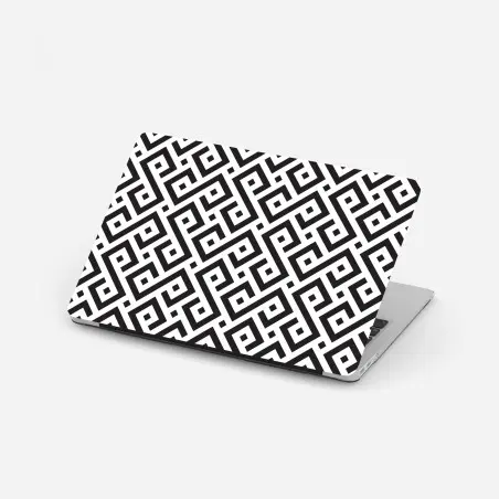 Adesivo per laptop motivo geometrico labirintico in bianco e nero • Wallissimo®