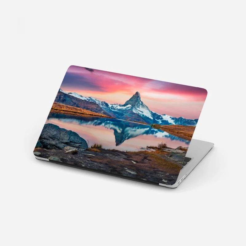 Adesivo per laptop tramonto sul lago Stellisee con il Cervino