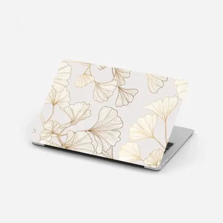 Adesivo per laptop foglie di ginkgo dorate su fondo chiaro • Wallissimo®