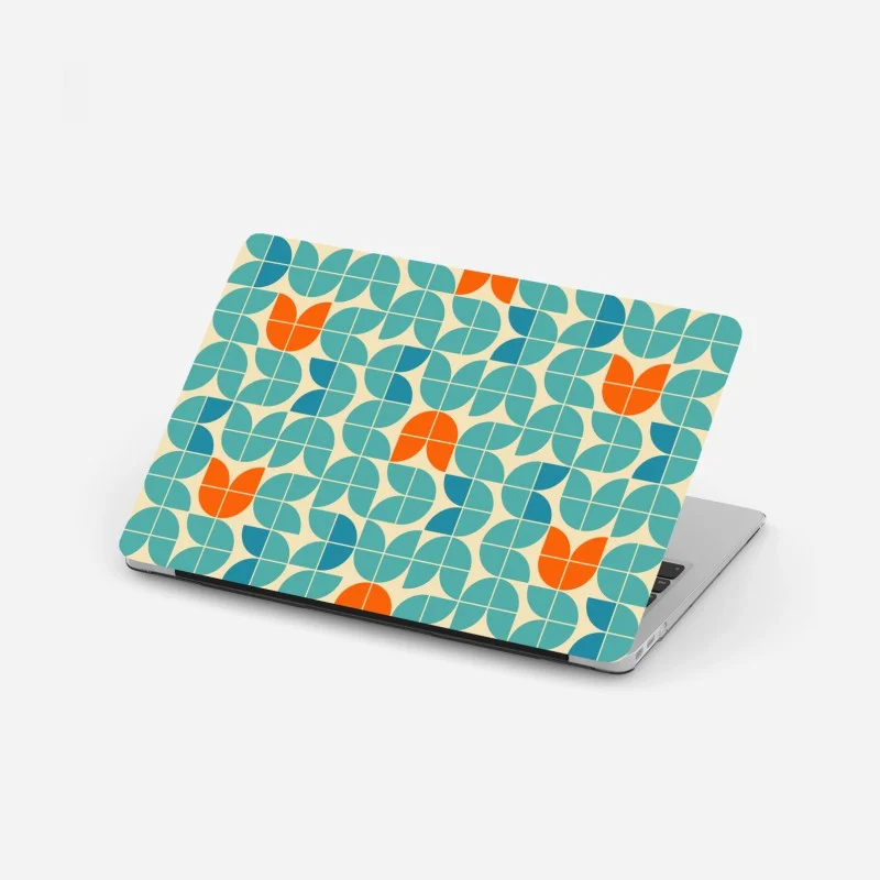 Adesivo per laptop motivo geometrico retrò con tulipani stilizzati