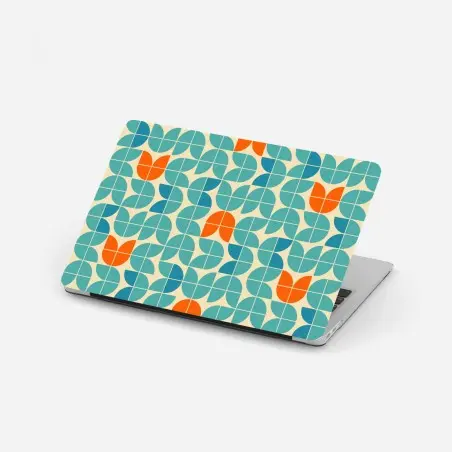 Adesivo per laptop motivo geometrico retrò con tulipani stilizzati • Wallissimo®