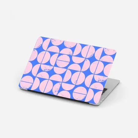 Adesivo per laptop motivo geometrico rosa e blu con effetto vintage • Wallissimo®