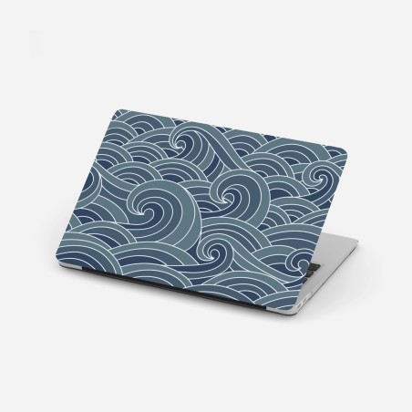 Adesivo per laptop motivo di onde marine stilizzate • Wallissimo®
