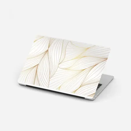 Adesivo per laptop elegante motivo di foglie dorate • Wallissimo®