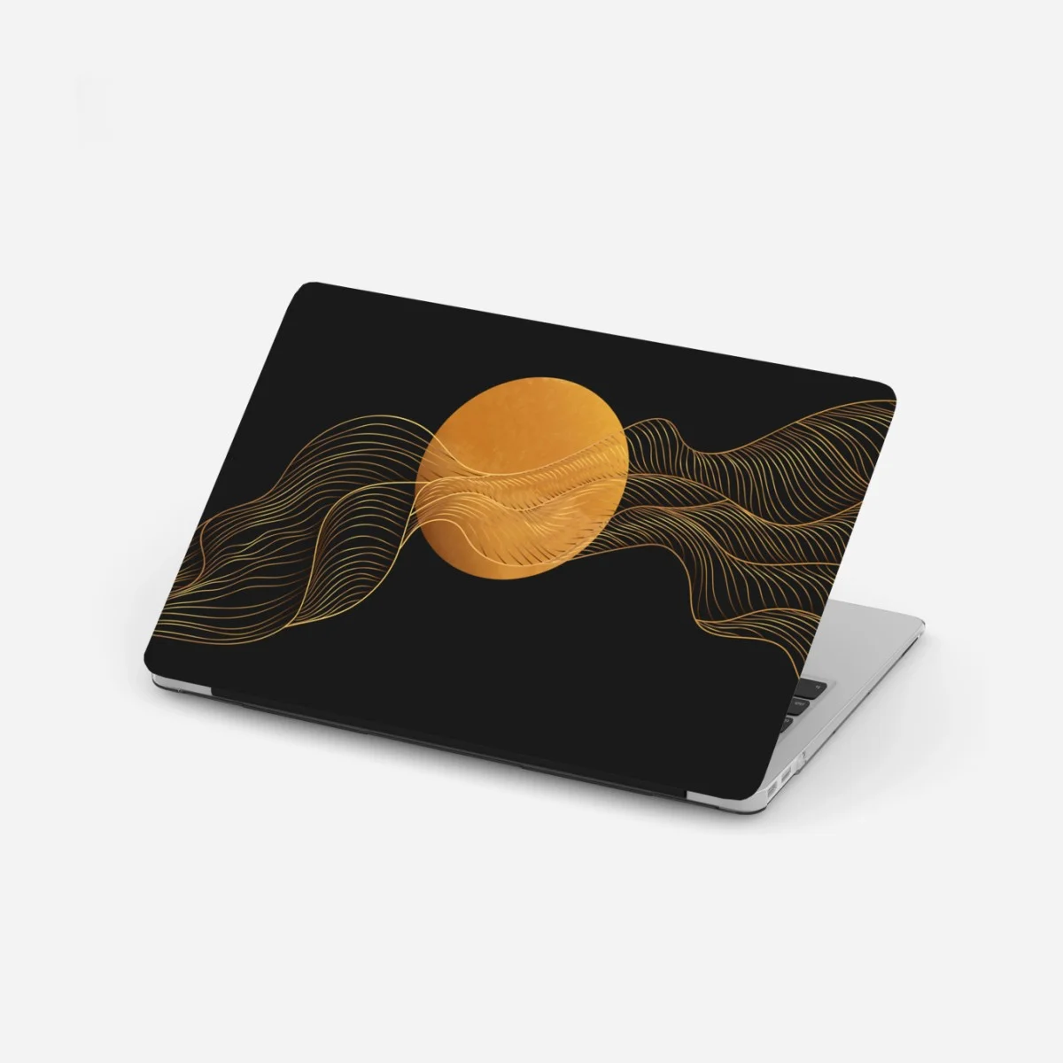 Adesivo per laptop eleganza dorata su sfondo nero • Wallissimo® Adesivo per laptop eleganza dorata su sfondo nero • Wallissimo®