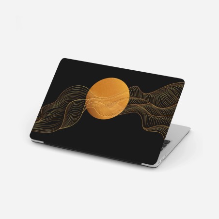 Adesivo per laptop eleganza dorata su sfondo nero • Wallissimo®