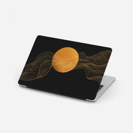 Adesivo per laptop eleganza dorata su sfondo nero • Wallissimo®