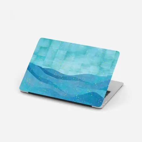 Adesivo per laptop onde d'acqua astratte con riflessi dorati • Wallissimo®