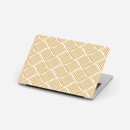 Adesivo per laptop onde dorate su sfondo bianco • Wallissimo®