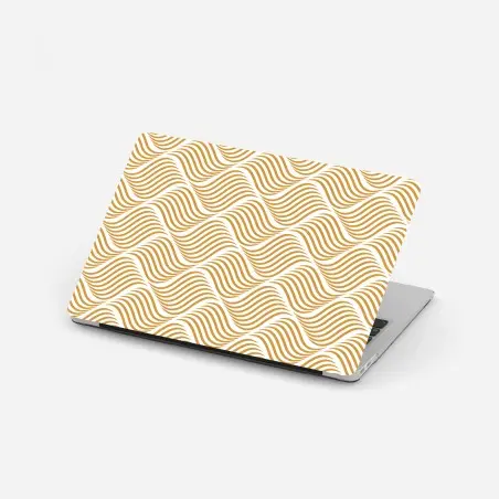 Adesivo per laptop onde dorate su sfondo bianco • Wallissimo®