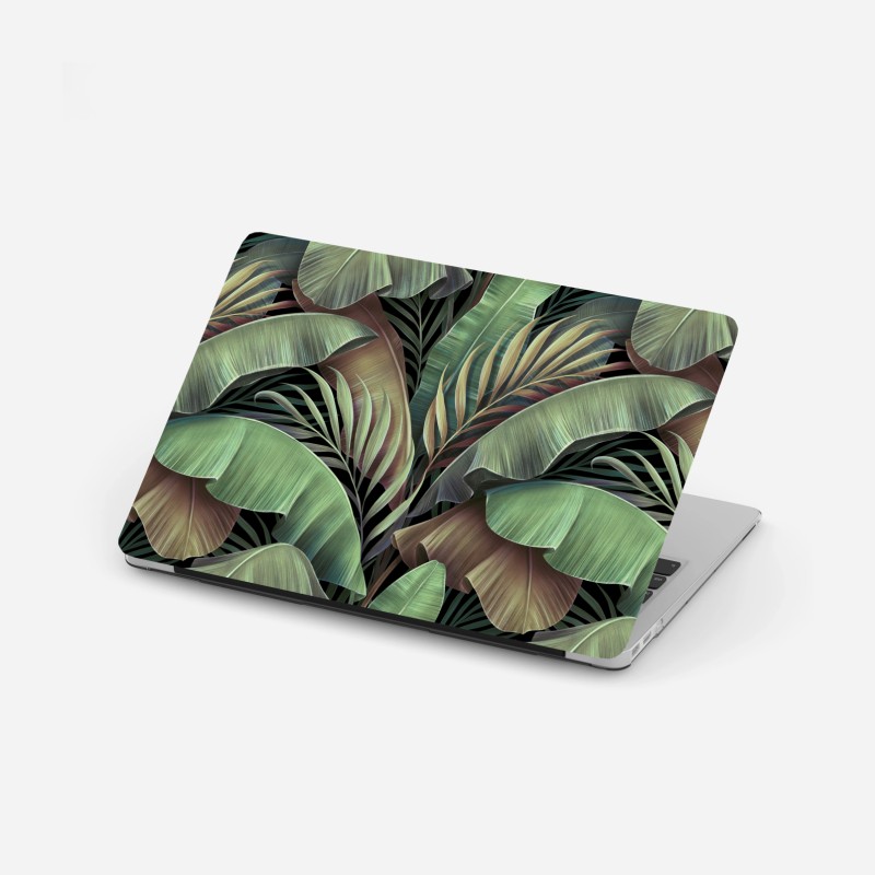 Adesivo per laptop elegante motivo di foglie tropicali verde smeraldo