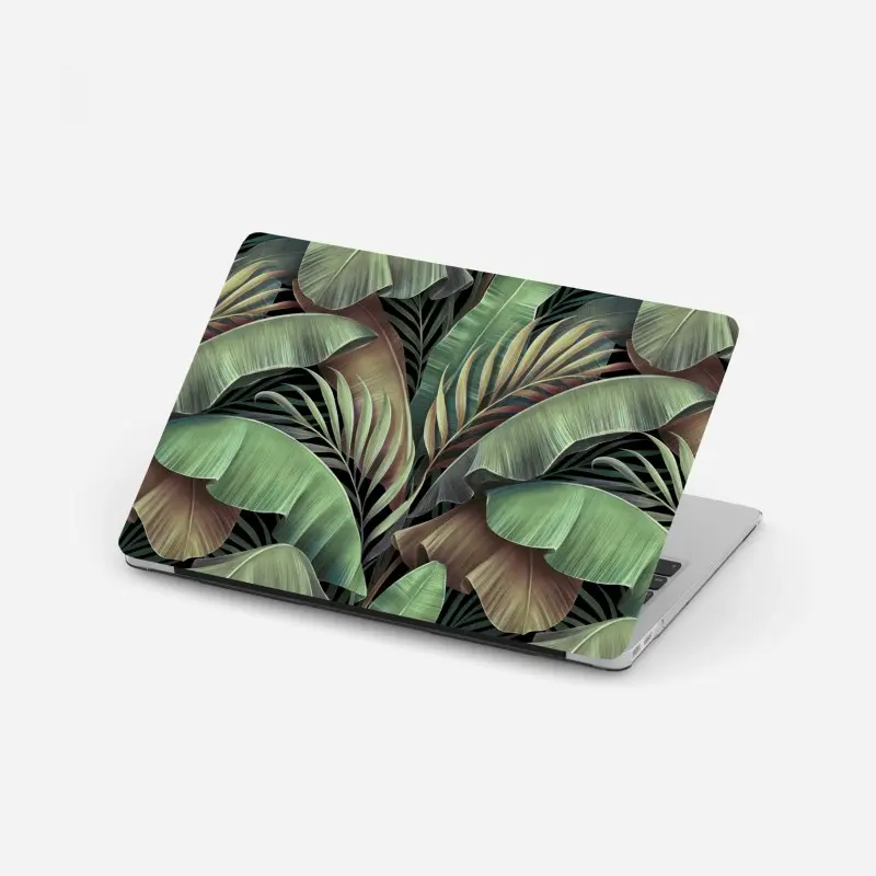 Adesivo per laptop elegante motivo di foglie tropicali verde smeraldo