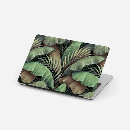 Adesivo per laptop elegante motivo di foglie tropicali verde smeraldo • Wallissimo®