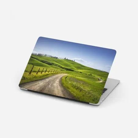Adesivo per laptop strada sinuosa verso Siena tra le colline della Toscana • Wallissimo®