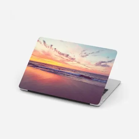 Adesivo per laptop tramonto rosa sul mare • Wallissimo®