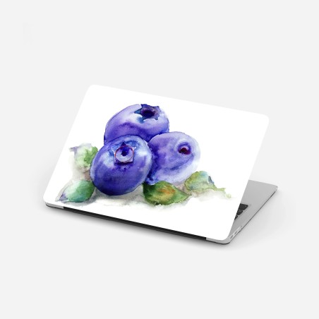 Adesivo per laptop mirtilli acquerellati su sfondo bianco • Wallissimo®