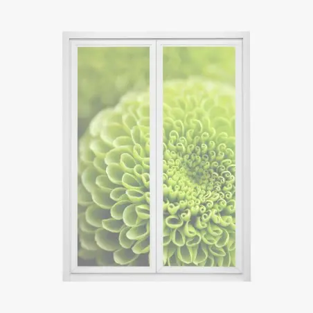 Adesivo per finestra mandala floreale verde in macro • Wallissimo®