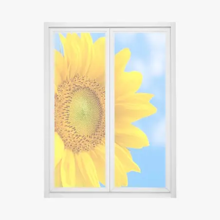 Adesivo per finestra girasole brillante su cielo azzurro • Wallissimo®