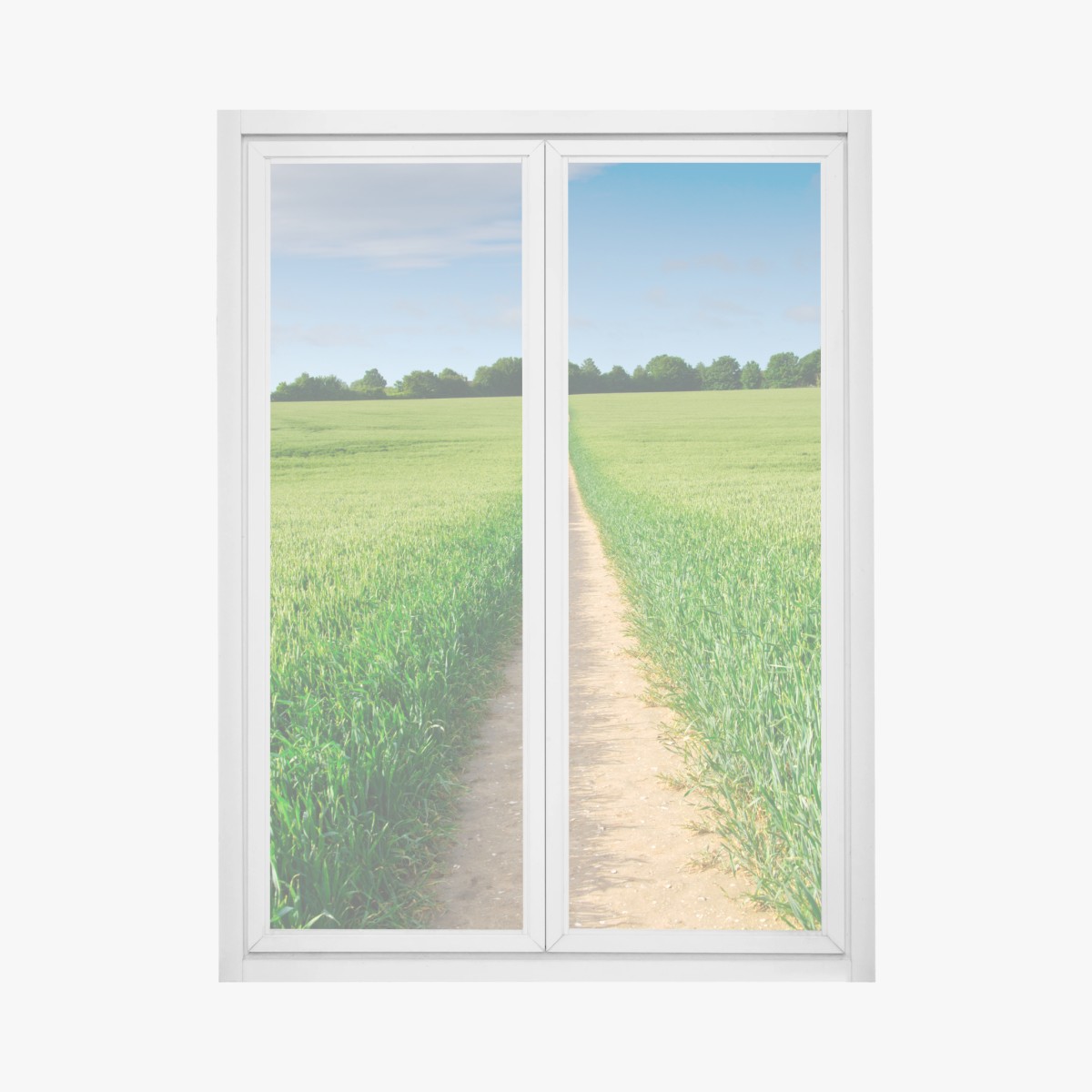 Adesivo per finestra sentiero che conduce all'orizzonte nella campagna verde • Wallissimo®