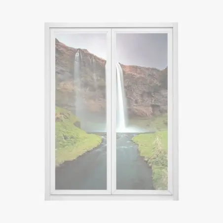 Adesivo per finestra cascata serena in Islanda • Wallissimo®
