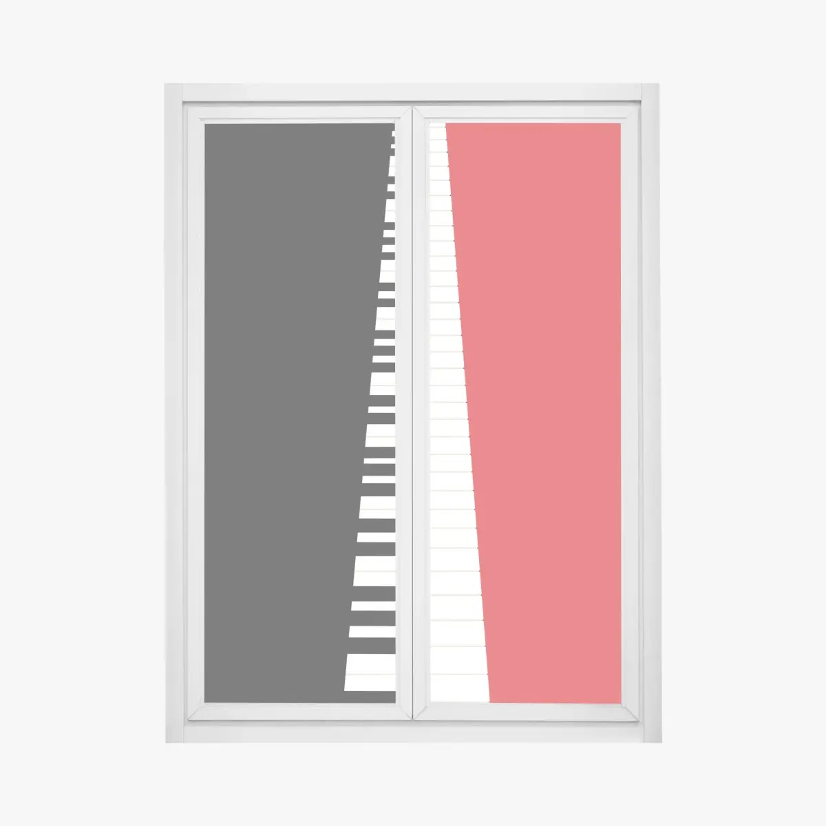 Adesivo per finestra tastiera di pianoforte minimalista su sfondo rosso e nero • Wallissimo®