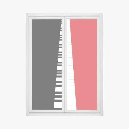 Adesivo per finestra tastiera di pianoforte minimalista su sfondo rosso e nero • Wallissimo®