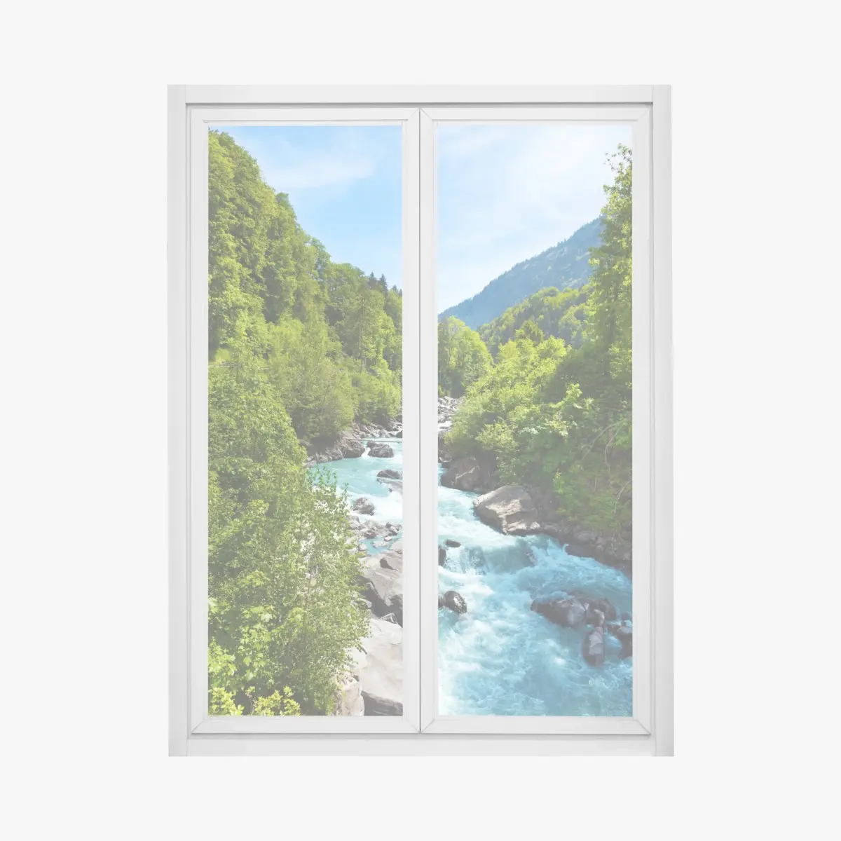 Adesivo per finestra fiume di montagna turchese tra le rocce • Wallissimo®