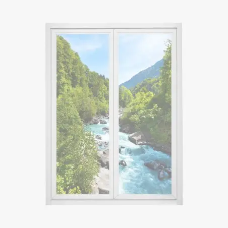Adesivo per finestra fiume di montagna turchese tra le rocce • Wallissimo®