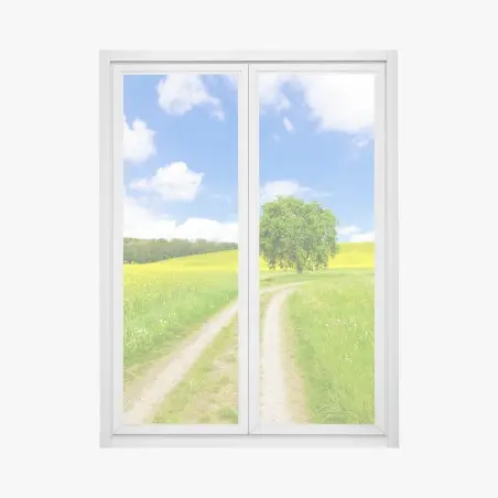 Adesivo per finestra paesaggio di campagna con albero solitario • Wallissimo®