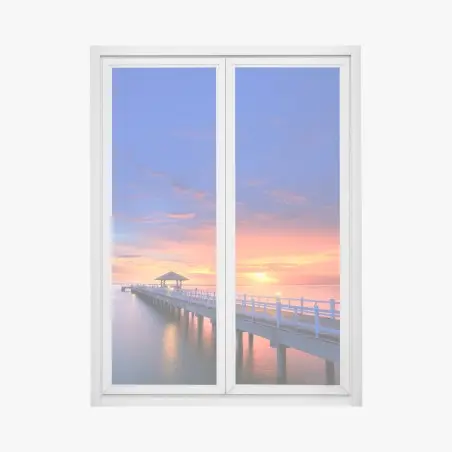 Adesivo per finestra molo al tramonto sul mare • Wallissimo®