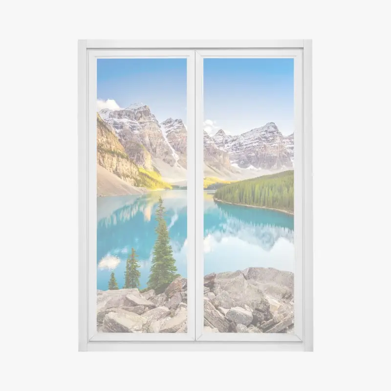Adesivo per finestra riflessi turchesi di Moraine Lake al tramonto