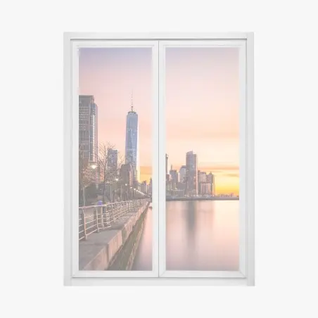 Adesivo per finestra tramonto su Lower Manhattan dalla passeggiata del Hudson River Park • Wallissimo®