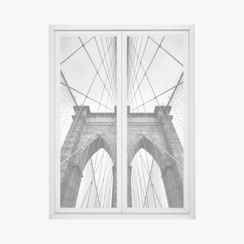 Adesivo per finestra architettura sospesa: ponte iconico di Brooklyn