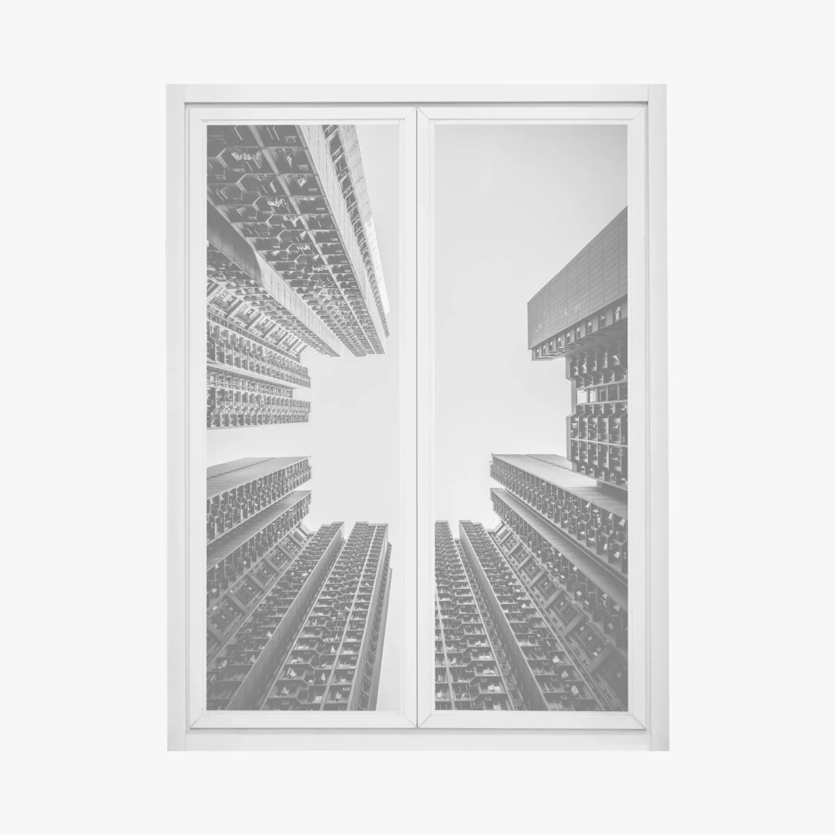Adesivo per finestra geometrie verticali della città • Wallissimo® Adesivo per finestra geometrie verticali della città • Wallissimo®