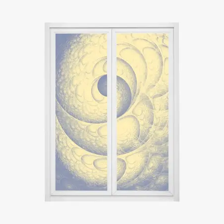 Adesivo per finestra spirale frattale in giallo e blu • Wallissimo®