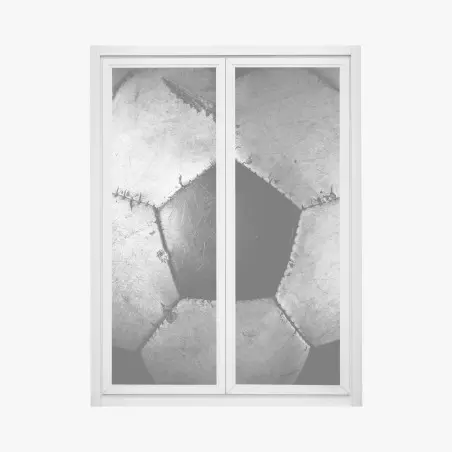 Adesivo per finestra dettaglio vintage di pallone da calcio in bianco e nero • Wallissimo®